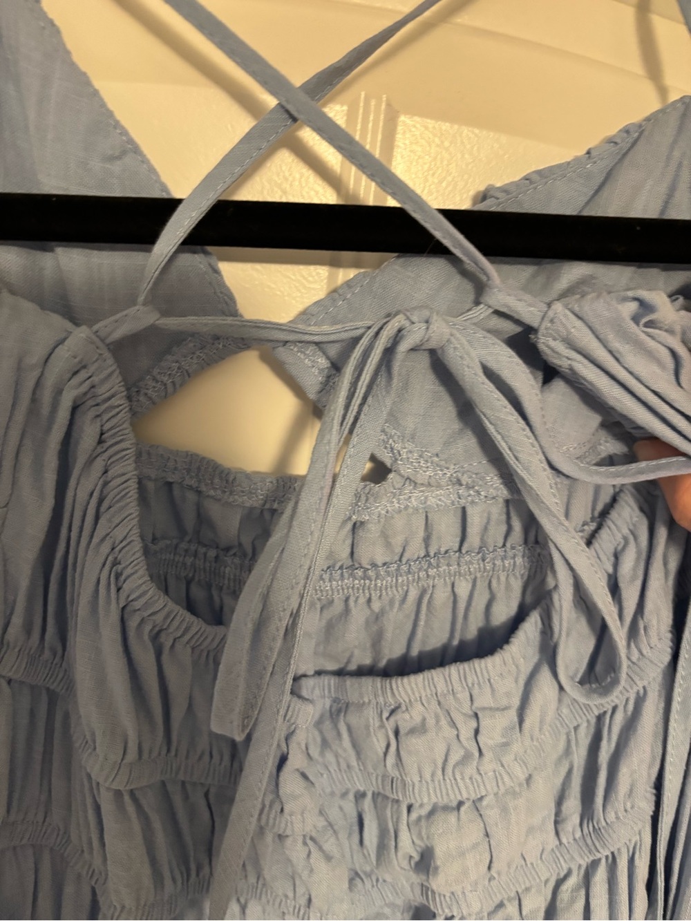 Light Blue Tiered Maxi Dress with Spaghetti Straps - Picture 3 of 4